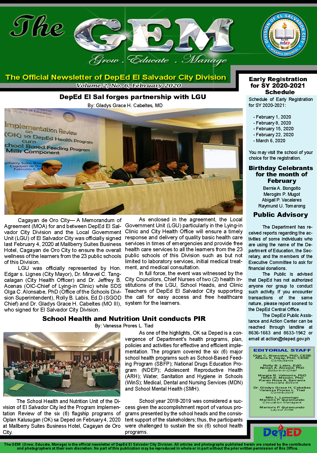 The GEM Newsletter Volume 1